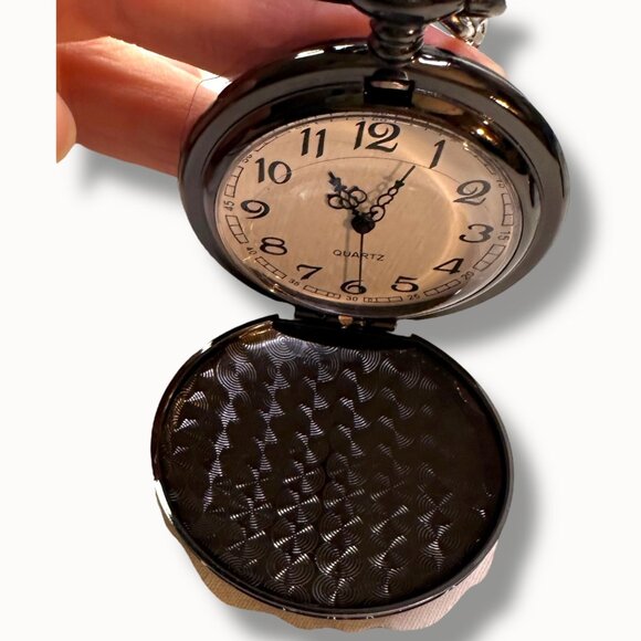 Pocket Watch w/ Chain "To My Son Never Forget That I Love You" Quartz Movement - Picture 4 of 9